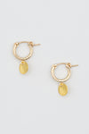 Gold hoop earring with coin drop