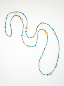 Turquoise Seed Bead Necklace - 6299