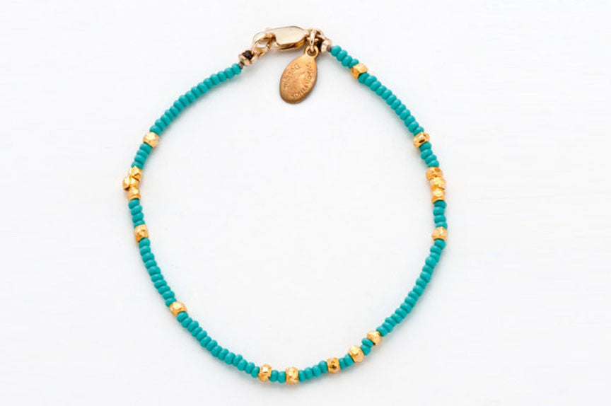 Turquoise Seed Bead Bracelet - B747