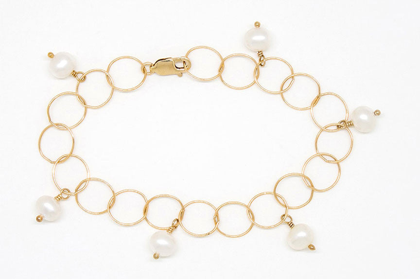 Light and Airy Gold Filled pearl Bubble Chain Bracelet - B901