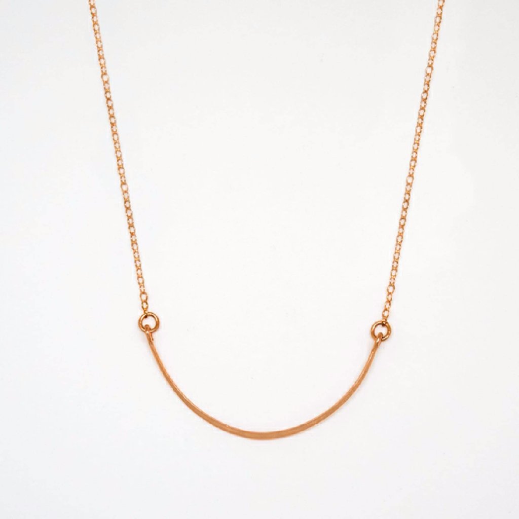 Rose Gold Crescent Necklace - 7078